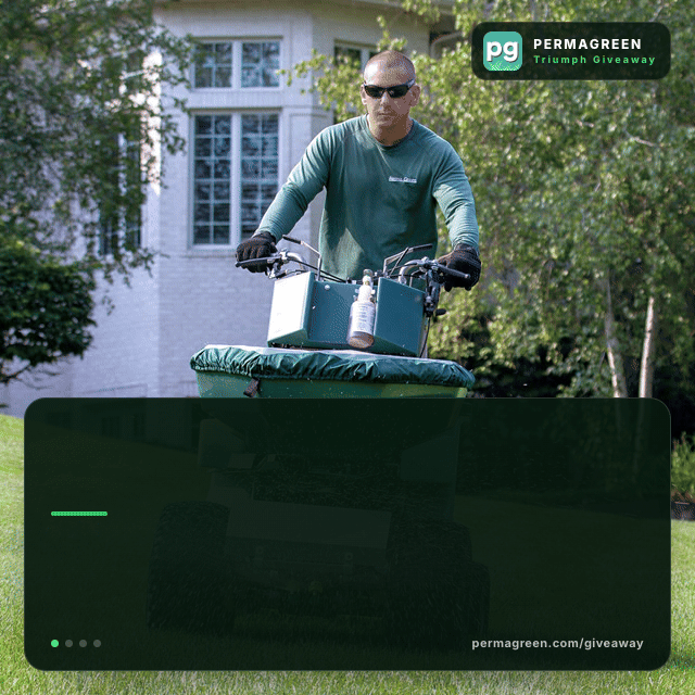 Win a PermaGreen Triumph ride-on spreader sprayer: Honda-powered, with Never-Flat tires, spot spray gun, 2-gallon aux tank, carry rack, and a $500 parts credit. Free shipping to the US and Canada. Enter by December 20, 2026.