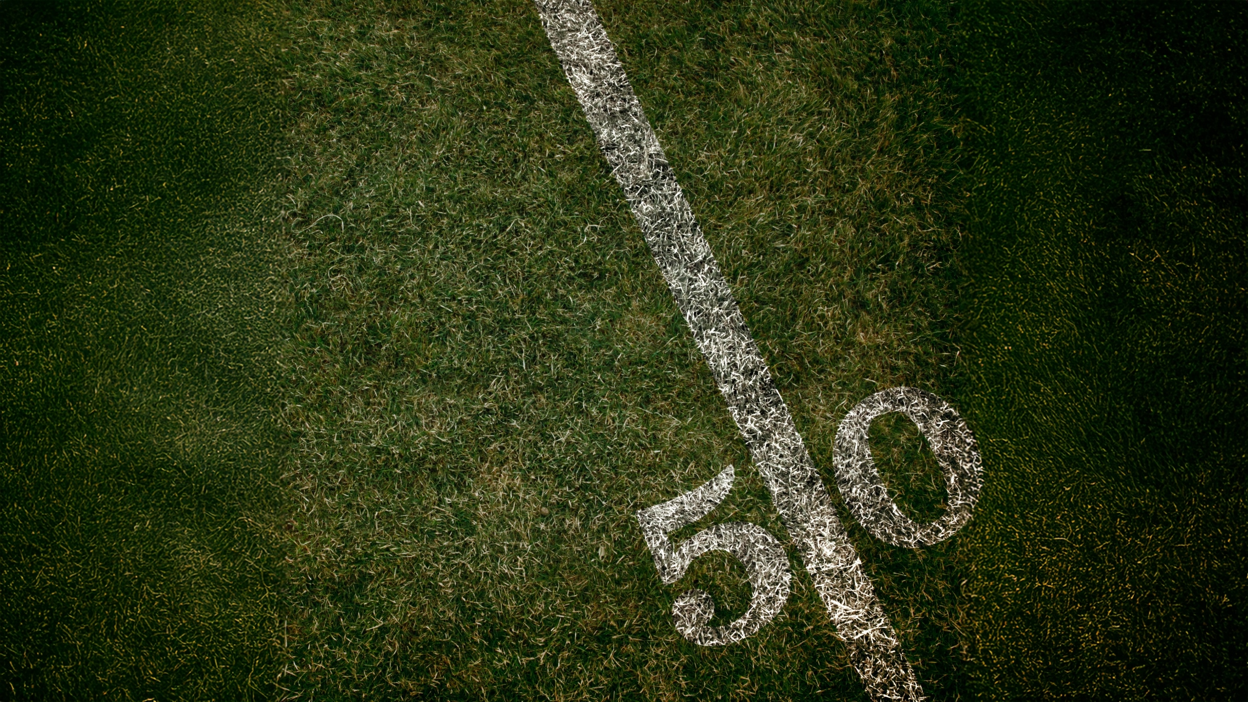 50 yard line. top view. slightly askew. feels like Friday Night Lights
